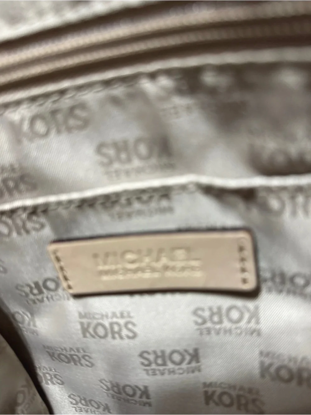 NWT Michael Kors Cream and Taupe Logo Tote with Gold Charm